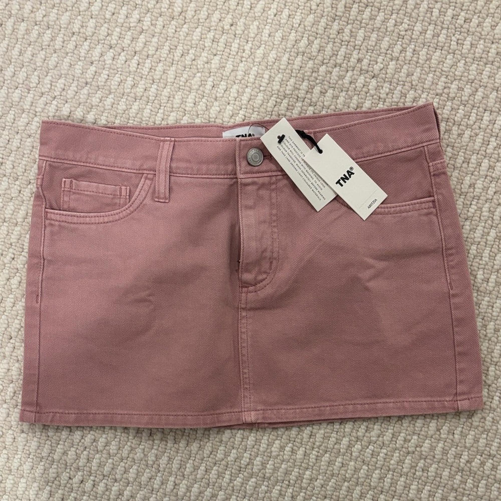 Aritzia Pink Mini Denim Skirt Size 4